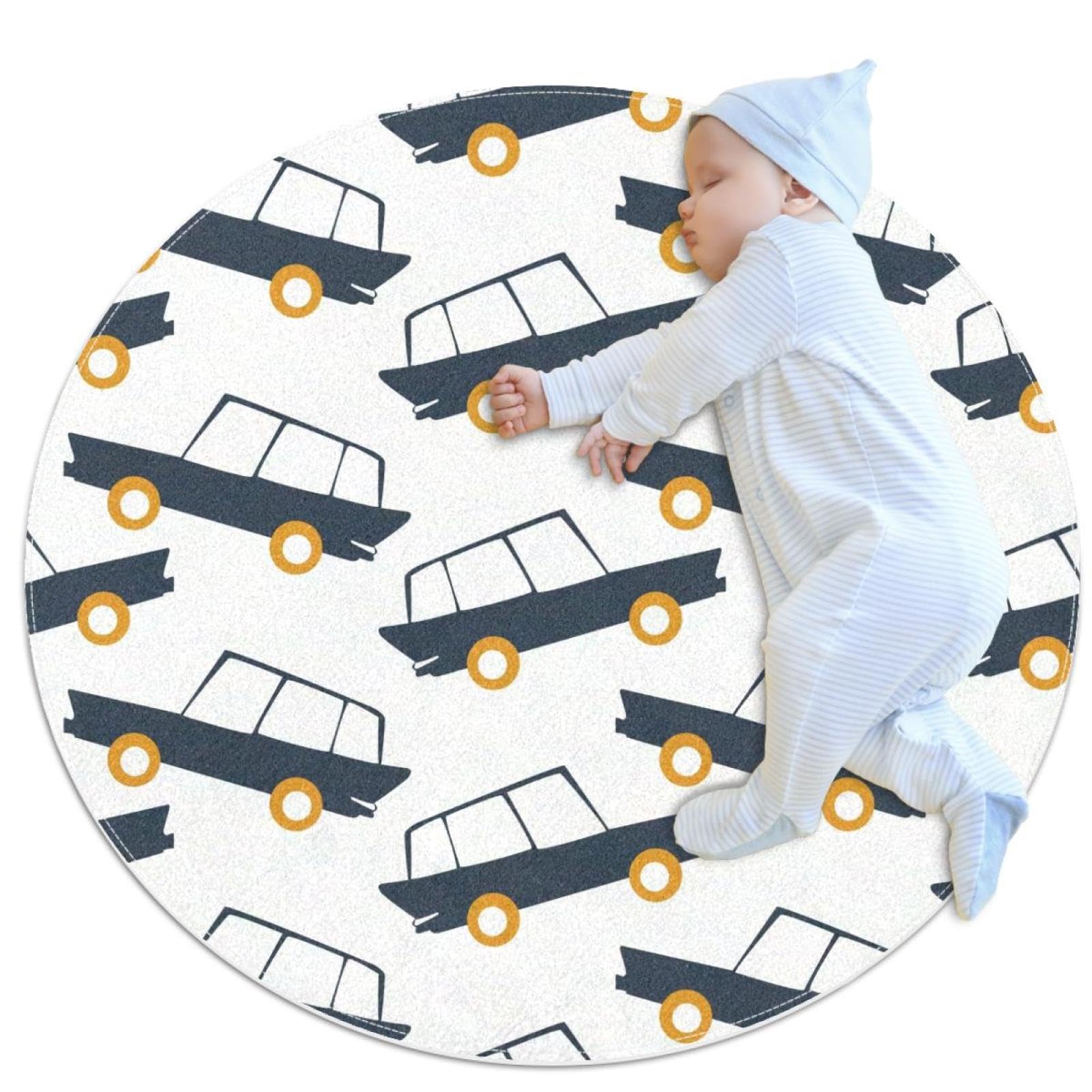 Tapis de salle de bain rond vintage 1m antidérapant et doux