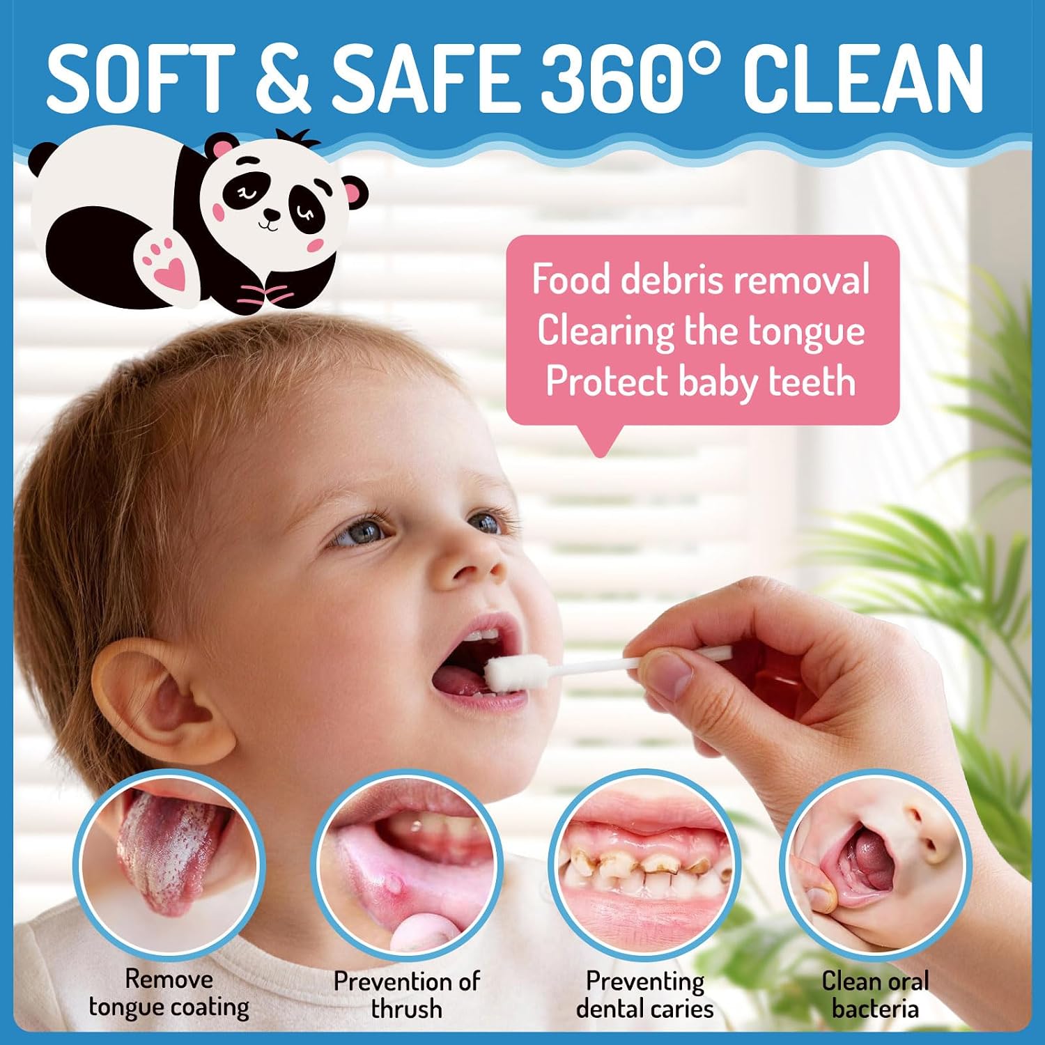 AOAO Baby Tongue Cleaner, Baby Toothbrush, 48pcs Disposable Infant Mouth Cleaner, Soft Gauze Toohthbrush Toddler Oral Cleaning Stick Dental Care for 0-36 Month Newborn, Baby Oral Cleaner (48pcs)