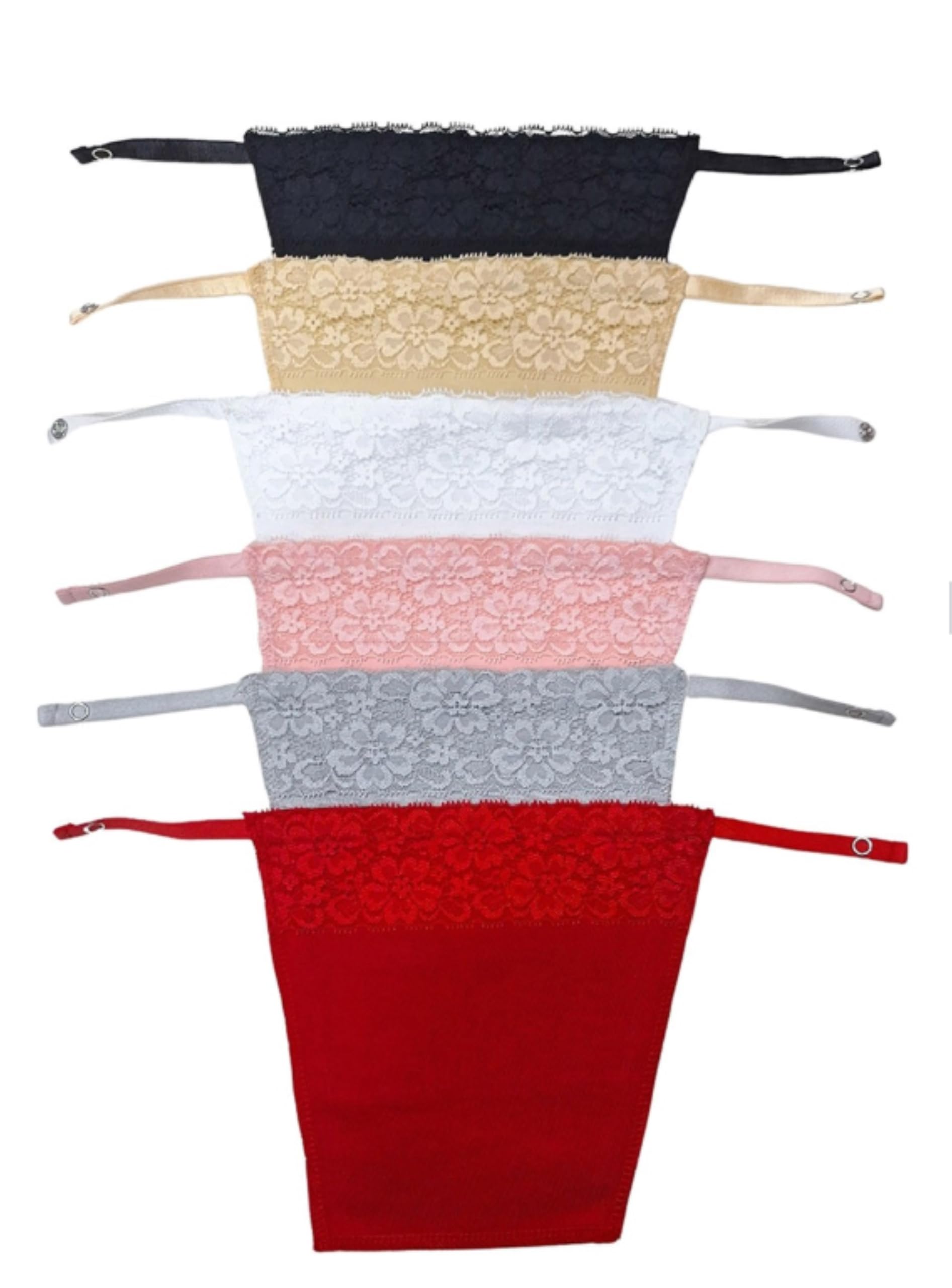 finesse miracle cami Finesse Mock Camisole, Lace Cleavage Cover, Cotton Clip-On, Set of 6, Adjustable Straps, Free Size, Black, White, Beige, Red, Pink and Grey-picture-25