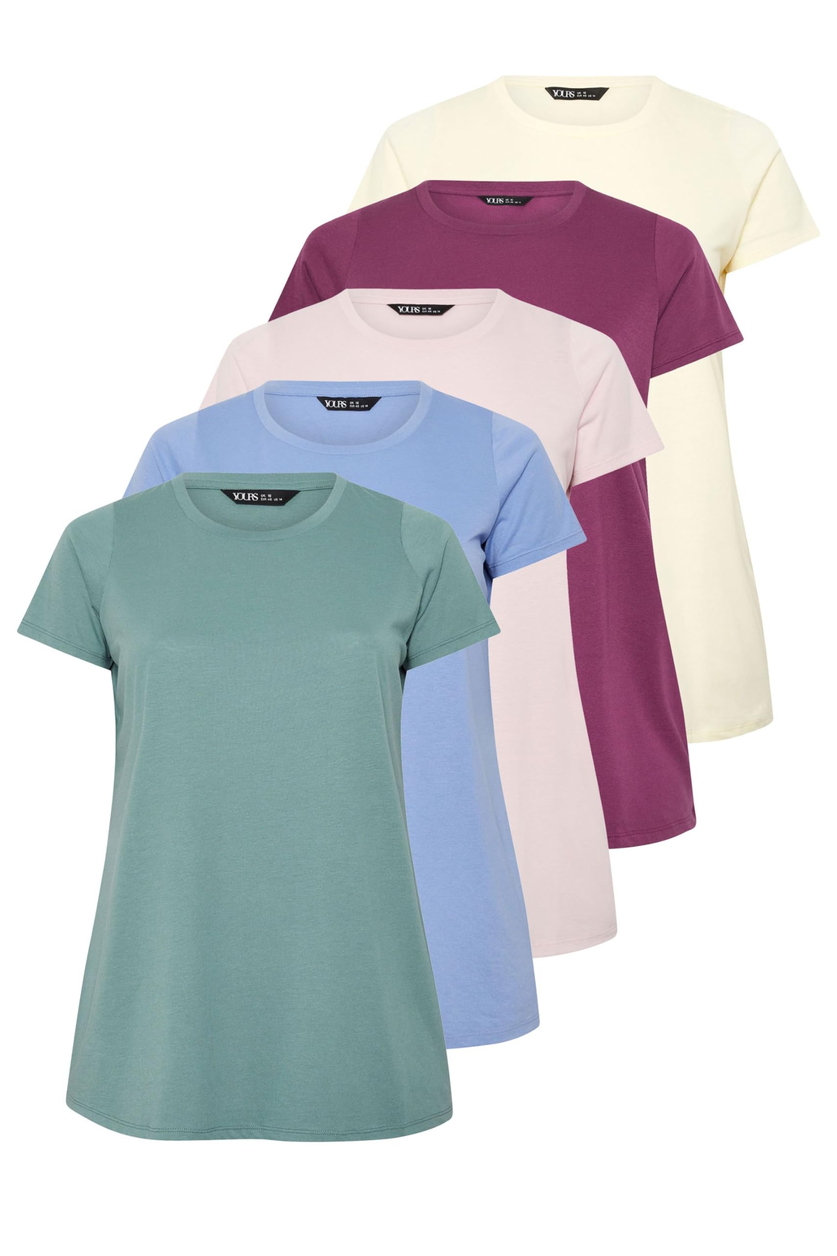 Yours 5 Pack Curve Purple & Pink Core T-Shirts - Women's - Plus Size Curve
