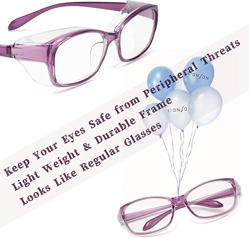Miniatura 2 de LianSan - Gafas de seguridad antivaho y antisaliva, protección UV, HD, gafas con filtro de luz azul, para mujeres