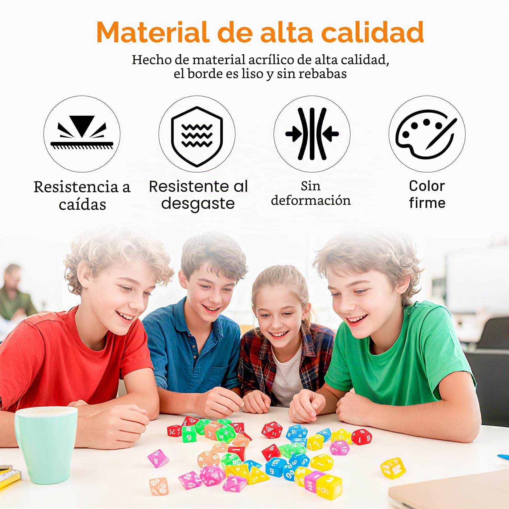 42 PcsDados Poliédricos, Dados Acrílicos Coloridos para MTG RPG D&D, Dados D4 D6 D8 D10 D12 D20, Juego de Mesa, Juego de rol