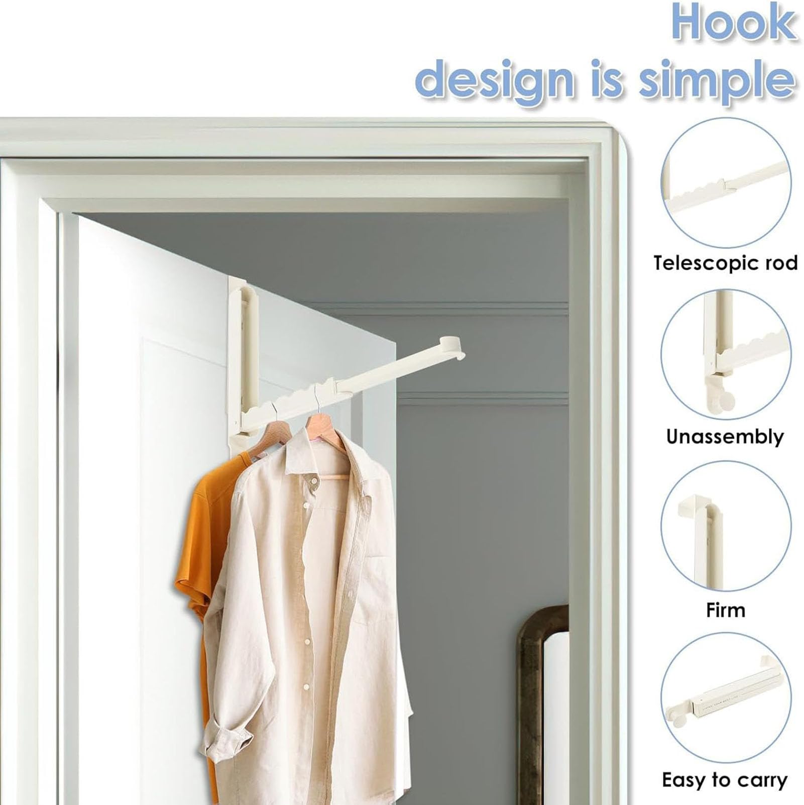 Percha de baño que ahorra espacio, telescópica multifuncional, plegable, secadora de ropa, montaje en puerta, ideal para baños pequeños, gris, D