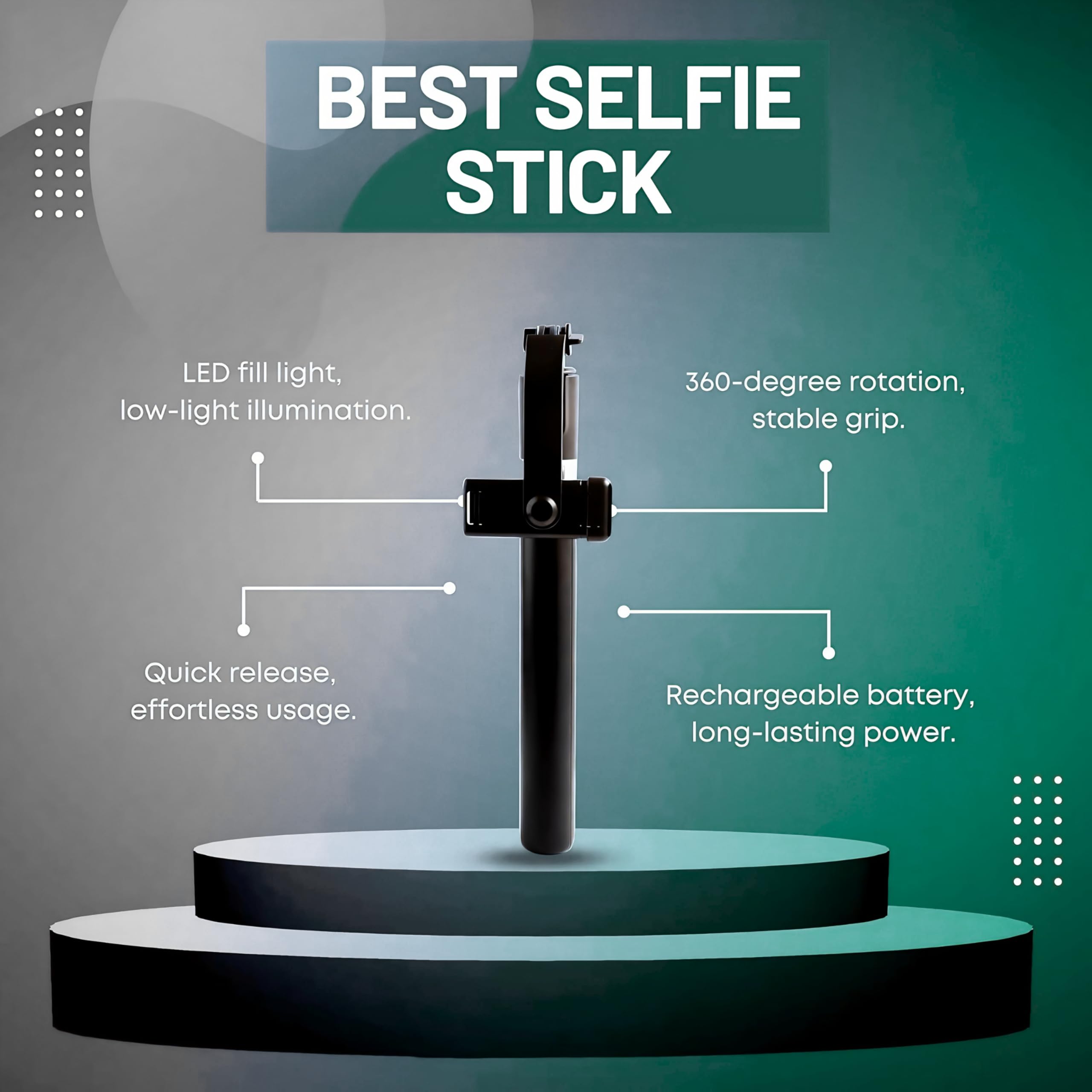 Selfie Light Stick with Tripod Stand 2.5 feet, 3 in 1 Multifunctional Design, Rechargable LED Light for Make up Selfie Vlogging & Photo Shoot Selfie Stick with Bluetooth Remote — Amazon image 5