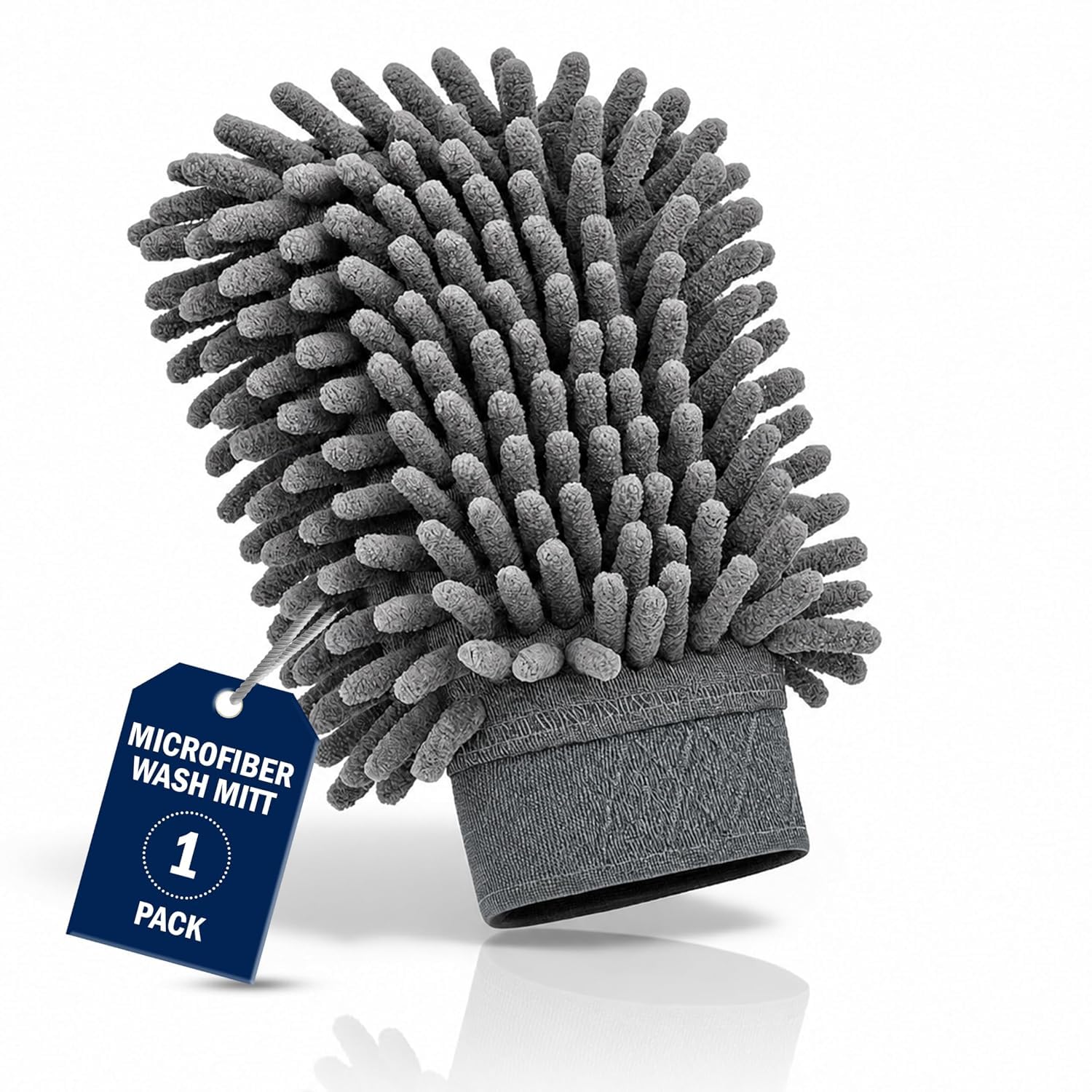 1 Pack Microfiber Wash Mitt for Car Cleaning, Ultra Soft Dual Sided Scratch Free & Super Absorbent Reusable Car Wash Duster Gloves/Microfiber Glove for Car, Bike, Dusting & Washing - Grey-image-27