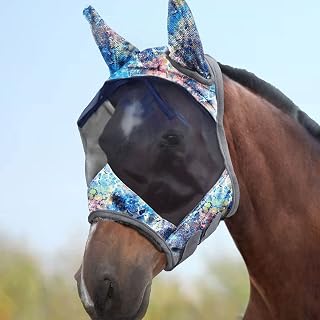 Harrison Howard CareMaster Pferde Fliegenmaske Standard mit Ohren UV-Schutz für Pferde-Pastell Mischen(XL)