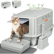 XL Stainless Steel Cat Litter Box with Lid, Enclosed Metal Cat Litter Box, Odor Control, Easy Cleaning