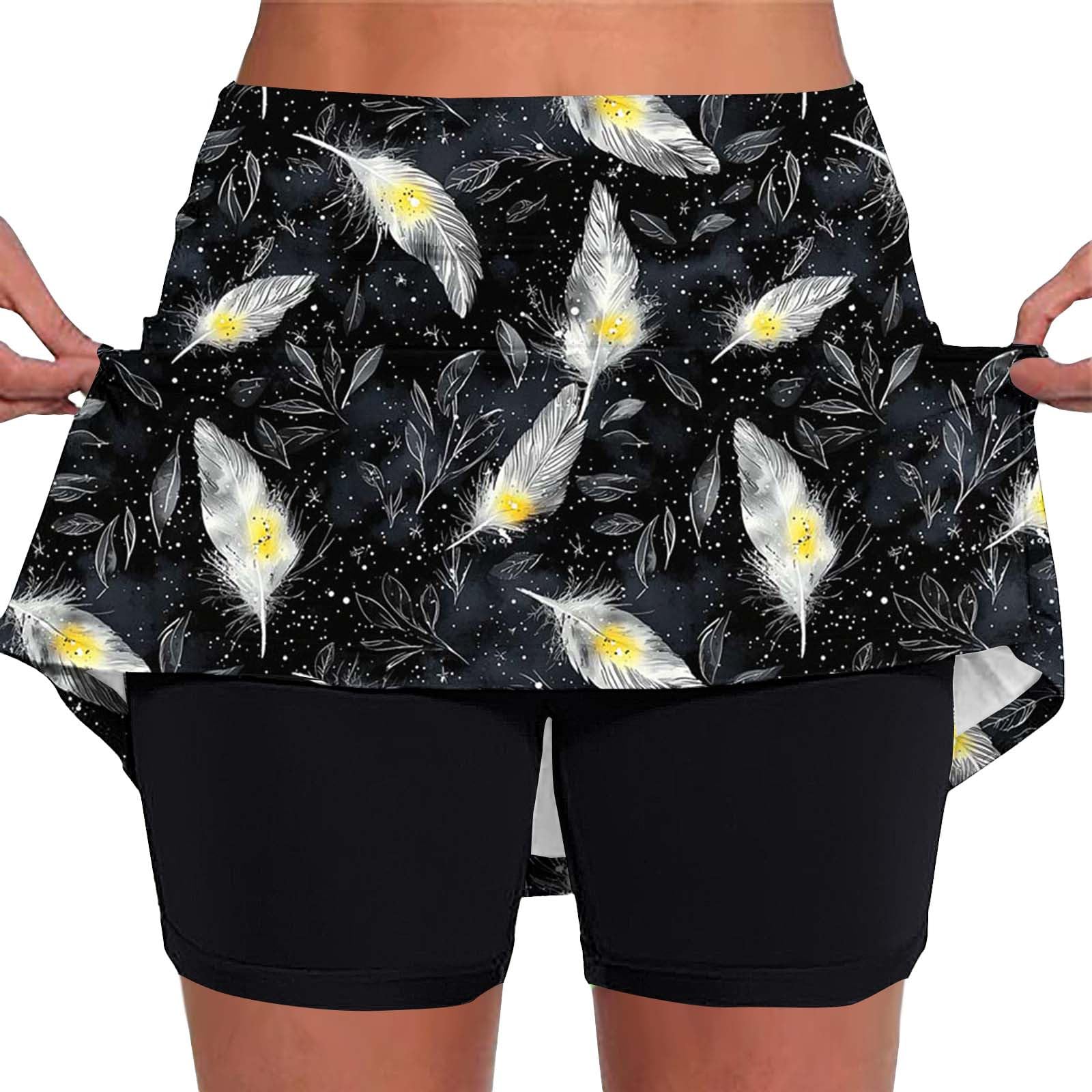 Skorts for Women Plus Size Tummy Control Legging with Skirts Casual High Waist Mini Skirts Athletic Tennis Short — view 9