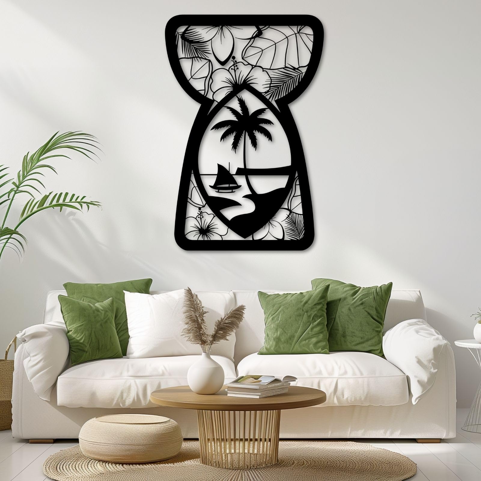 Art tropical de Guam en métal noir pour décorer un bureau moderne