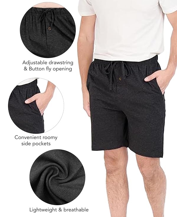 Andrew Scott Men's Lounge Shorts | Drawstring & Pockets Cotton PJ-Sleep Short Bottoms | Multi Packs by Andrew Scott - Image 4