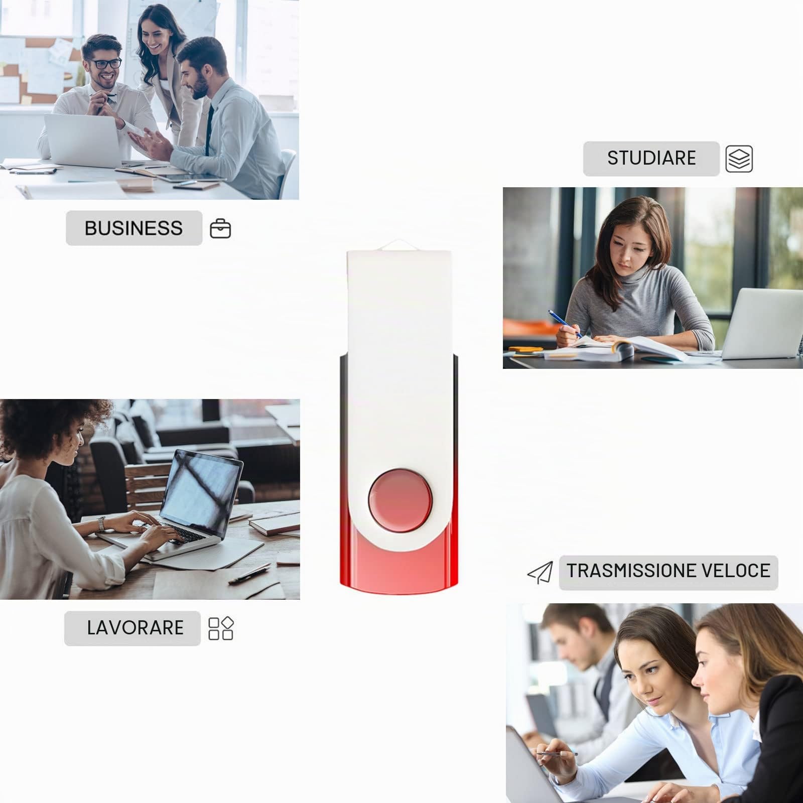 8GB 10 Pack USB Flash Drive Colore sfumato USB 2.0 Memory Stick all'ingrosso Girevole Design Thumb Drive per l'archiviazione dei dati