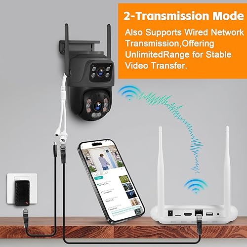 Miniatura 3 de Sistema de cámara de seguridad NVR de 8 canales, grabadora NVR de vigilancia con 4 cámaras de seguridad de doble lente de 6MP grabación 24/7, visión