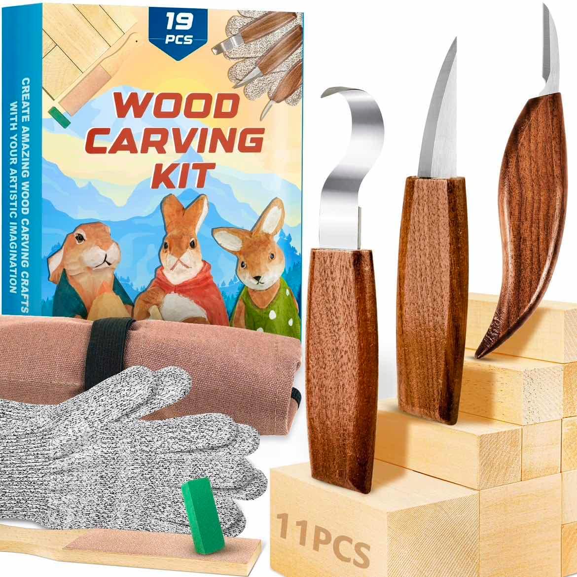 Wood Carving Kit, 19PCS Wood Carving Tools for Beginners