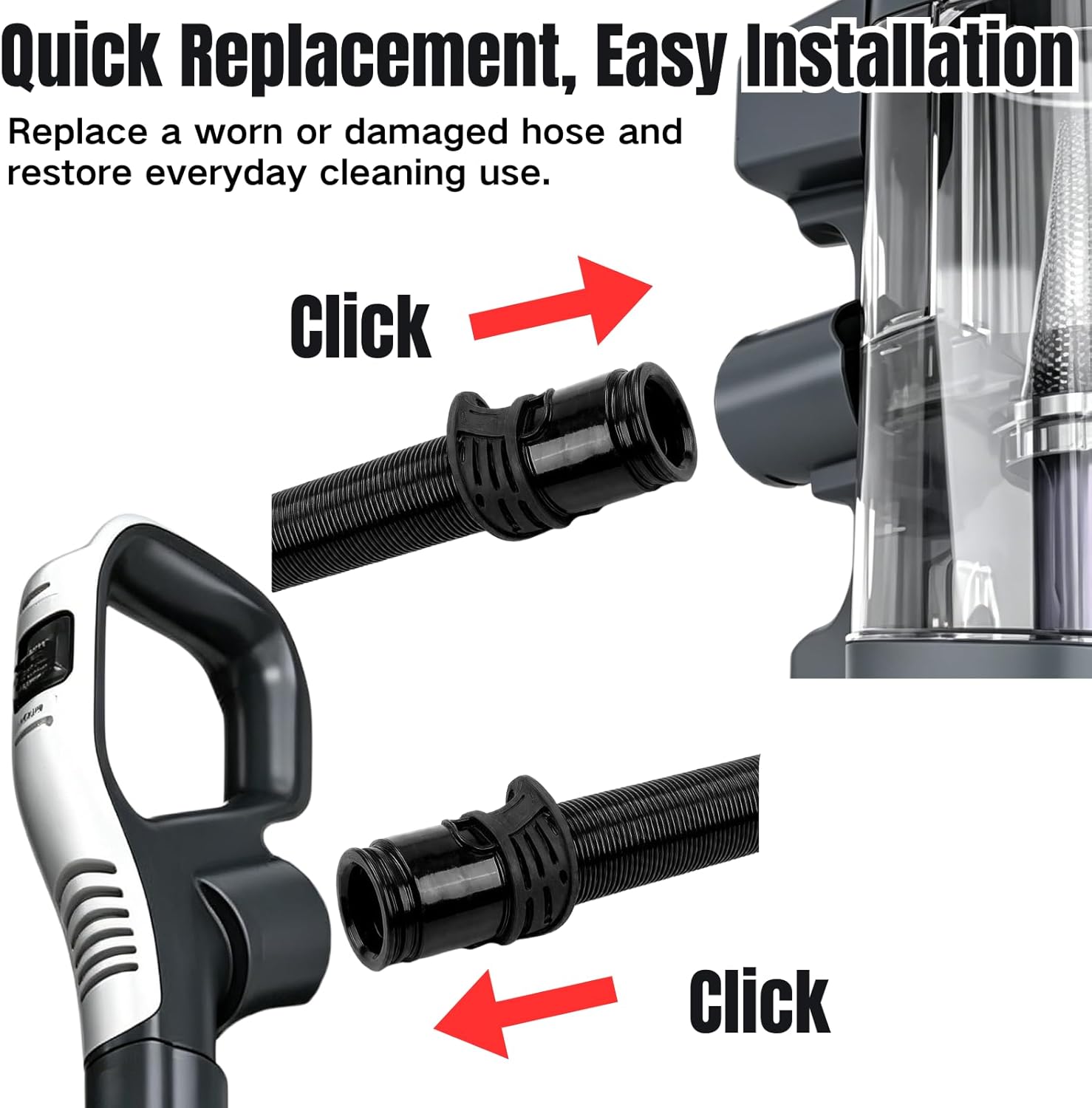 Replacement Hose Compatible with Shark Vacuum Models LA502 LA502NP LA322 LA322NP LA300(White) LA301C 273FP502 258FP322 272FP300, Replacement Parts Stretch Lift-Away Vacuum Hose Extends Up to 8.2 ft