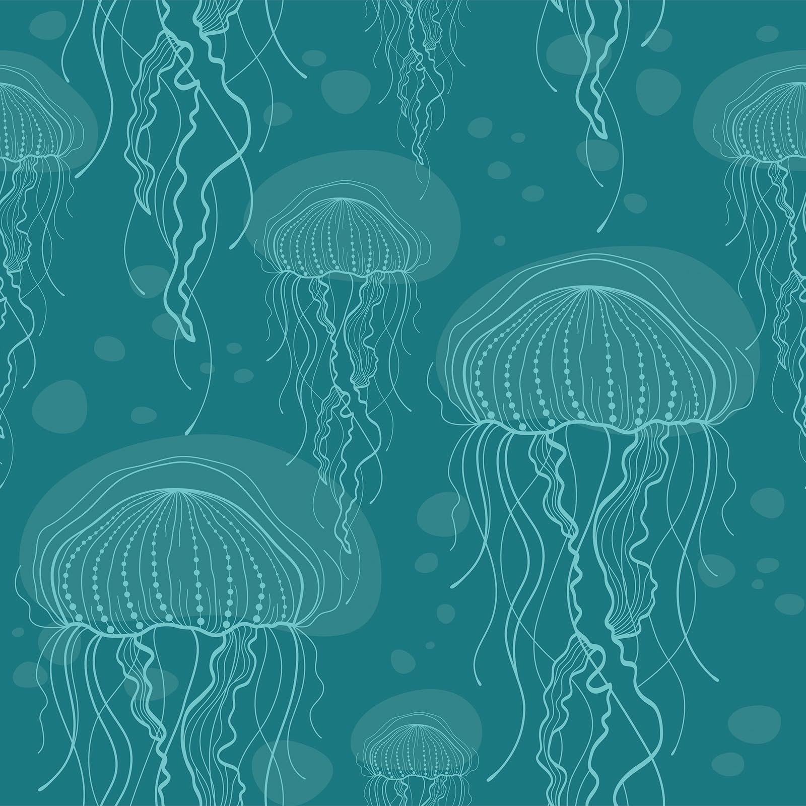 Livelynine 17.5x591 Coastal Nautical Wallpaper Peel and Stick Ocean Beach Wall Paper for Bathroom Waterproof Dark Turquoise Green Blue Wallpaper Removable Jelly Fish Contact Paper Self Adhesive Vinyl