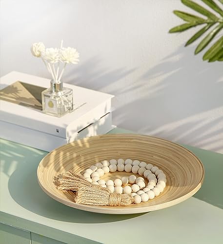 Vista 34 de Meplait Guirnalda de cuentas de madera de 39 pulgadas con borlas, cuentas de oración versátiles, estilo bohemio y chic para colgar en la pared, Rosa