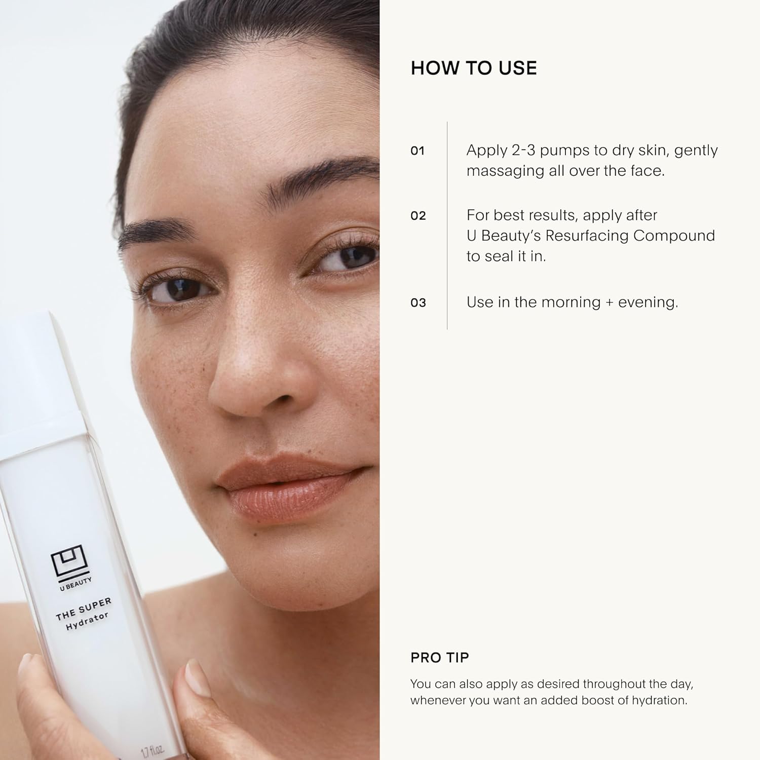 U Beauty The SUPER Hydrator Hyaluronic Acid Moisturizing Cream - Mega-Dose Skin Hydrator with Peptides and Grapeseed Oil for Supple, Smooth, and Softer-Looking Skin For Up To 48 Hours - 1.7 fl oz - Image 6