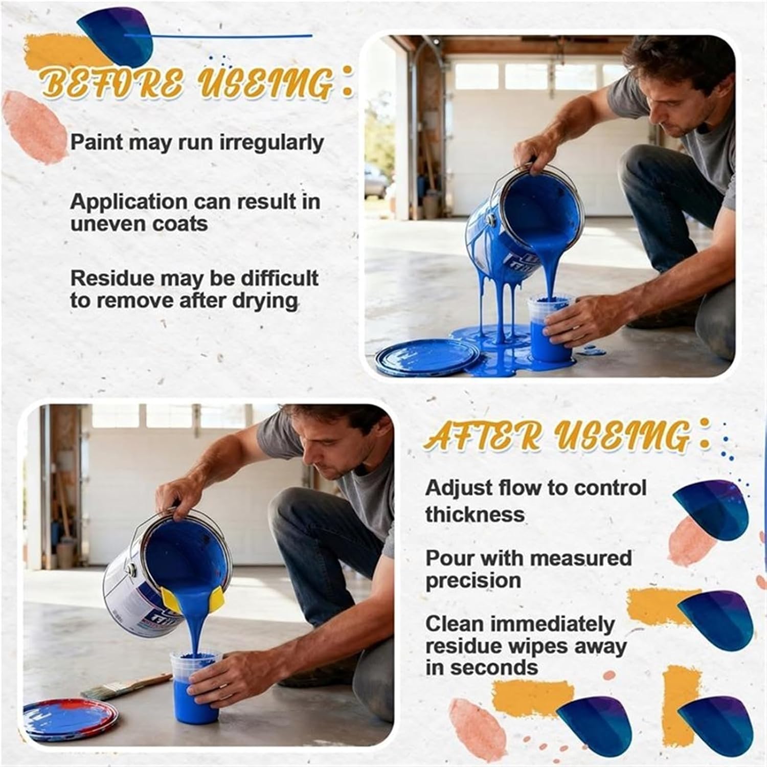 Paint Pouring Spout 15Pcs 1-Gallon Paint Can Pour Spout Bulk Pouring Reusable Universal Bucket Attachment for Pint,Mess Free