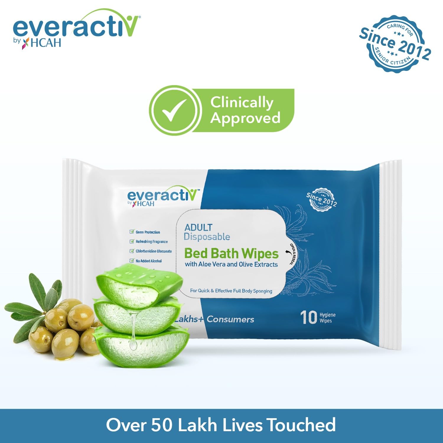 Everactiv Soft Body Cleansing Wet Bed Bath Wipes | Nourishing and Moisturizing | Extra Large | Body Sponging (Pack of 1) - Image 3 thumbnail