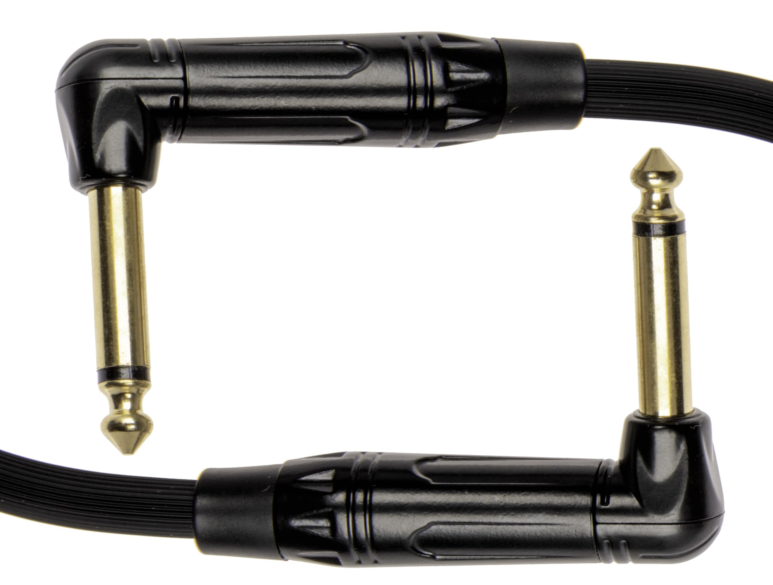 QUIK LOK - Patchkabel 2JR 0,2, 20 cm, für Effektpedale, Jack Mono TS 6,3 mm, abgewinkelt, Serie Just, gerändelte PVC-Beschichtung, lineare Übertragung, Farbe: Schwarz
