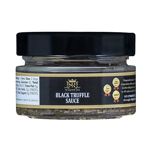 Tartufi - Salsa gourmet de trufa negra y champiñones para pasta, risotto, carne, pan, vegana, sin gluten, baja en calorías, sin OMG, 3.17 oz (3.17