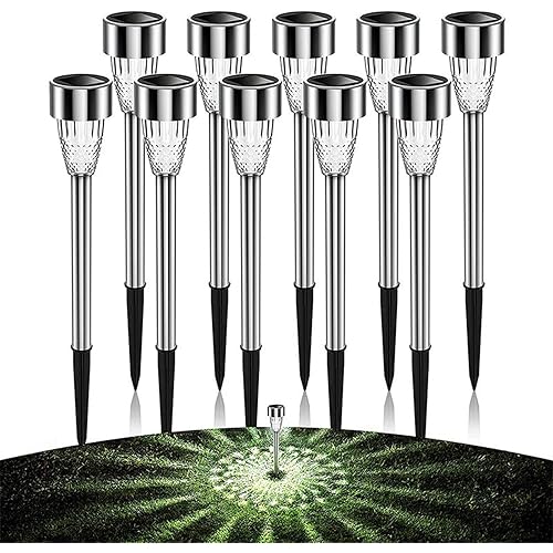 10Pack Solar Lights Outdoor,Bright Solar LED Lights for Outside,Solar Lights for Patio Yard,Solar Lights Pathway.Garden Solar Lights Outdoor. (White Light)