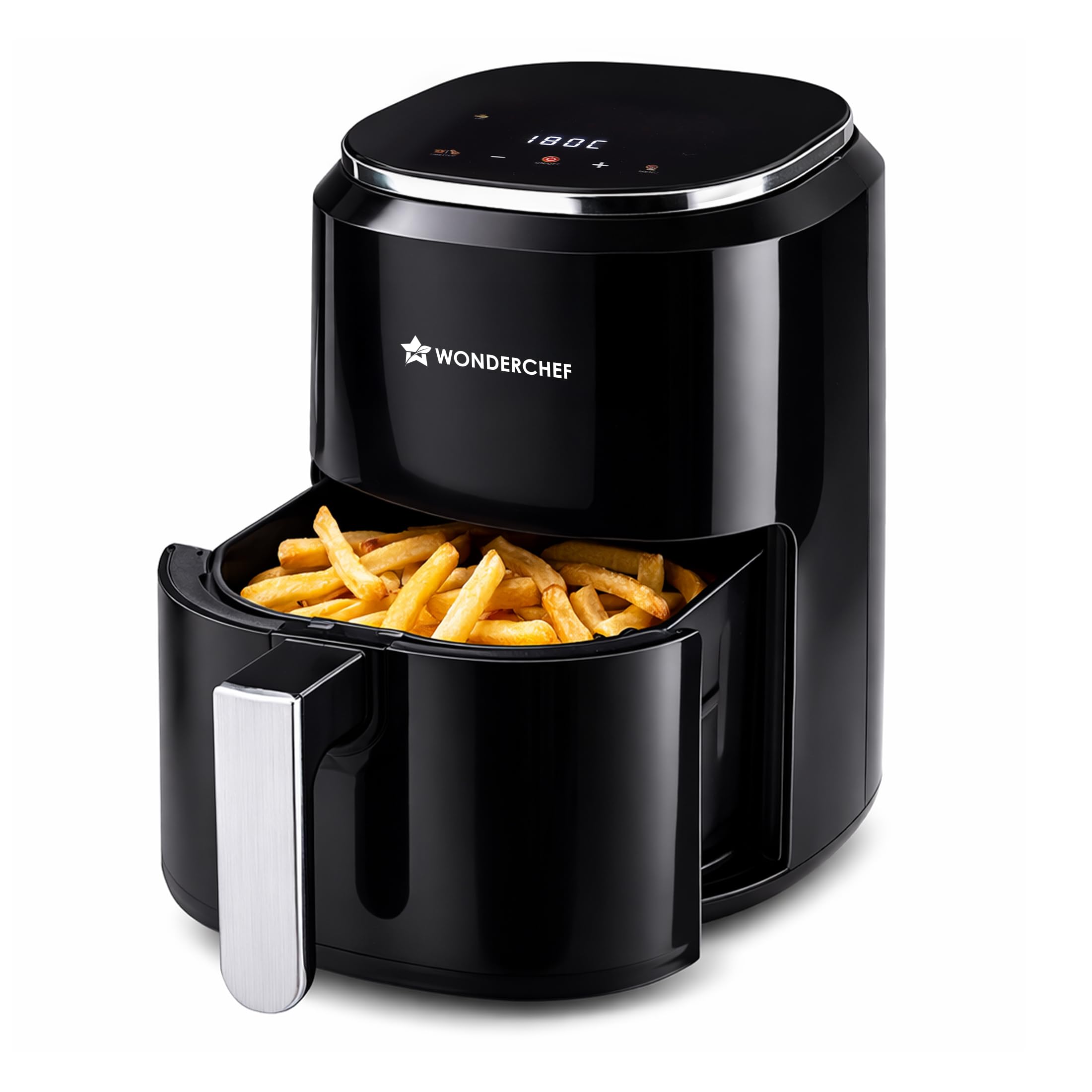 Wonderchef Roma Digital Air Fryer, 1380W, 4.5L, Rapid Hot Air Technology, 7 Pre-set Menus, Non-stick Basket, Customised Time & Temperature Control, Fry, Bake, Grill, Chrome Finish, 2-Yr Warranty-image-12