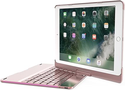 Pcatec Ipad Pro10 5 用キーボードケース 360度回転機能 7色ledバックライト キーボードカバーワイヤレス Bluetoothキーボード リチウムバッテリー内蔵 人気 かっこいい アルミ合金製 Macbookに変身 ローズゴールド Pcatec
