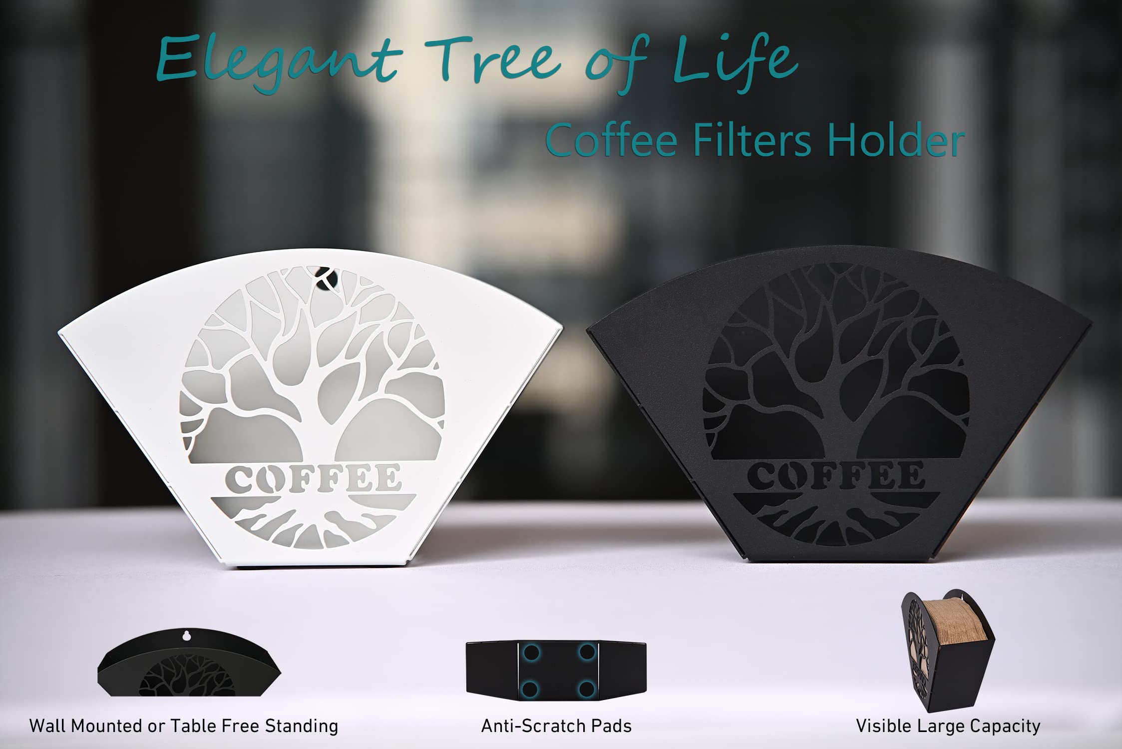 Porte-filtre à Coffee Arbre De Life – Support De Sac Filtrant En Fer Noir Pour Ranger Le Filtre A Coffee Support En Metal Pour Cafes Bars Et Cuisines