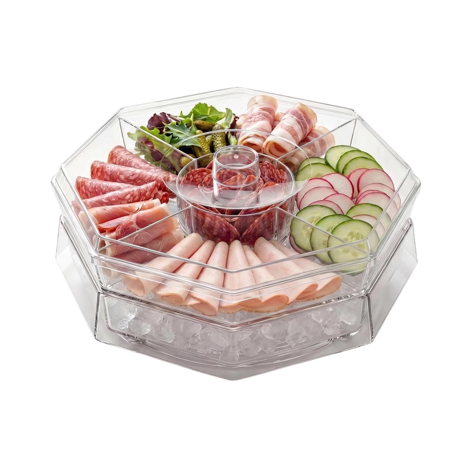Bandeja de verduras con tapa para , transparente para aperitivos