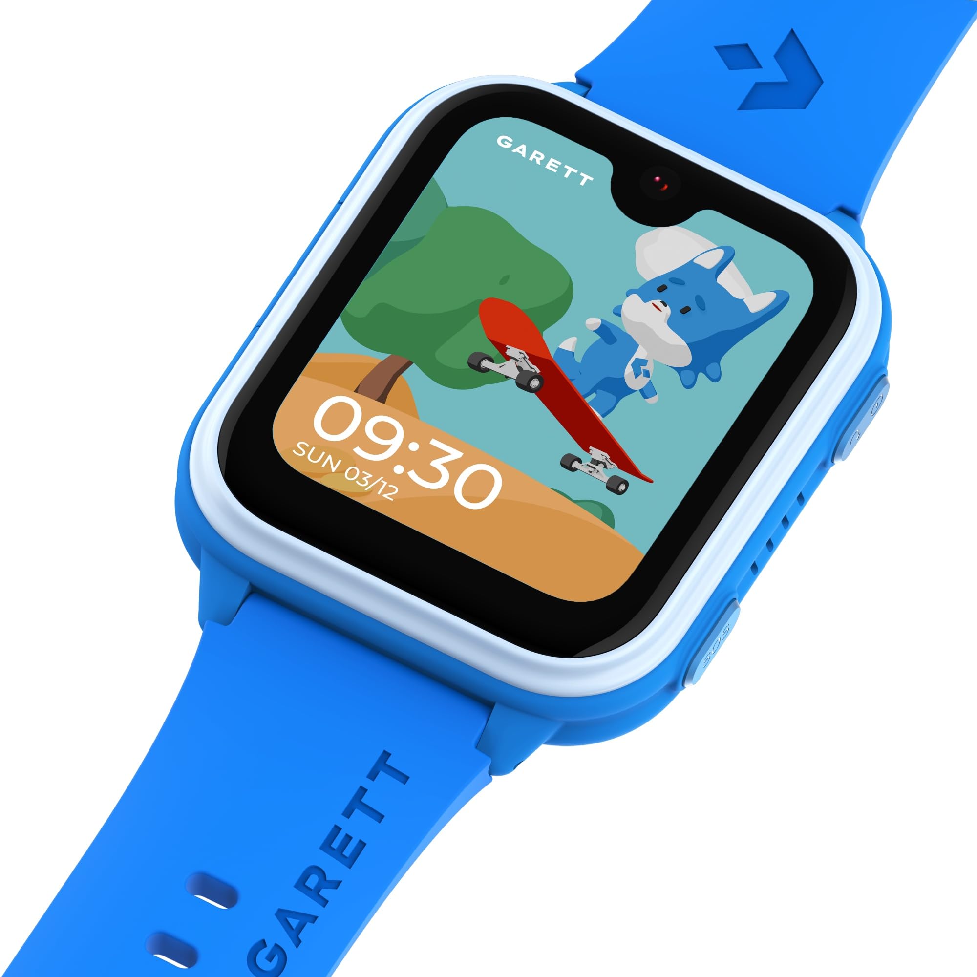 garett smartwatch dla dzieci dziewcząt chłopców – 1,78″ – 4G LTE Face Unlock – GPS rozmowy wideo SOS – Vibe niebieski