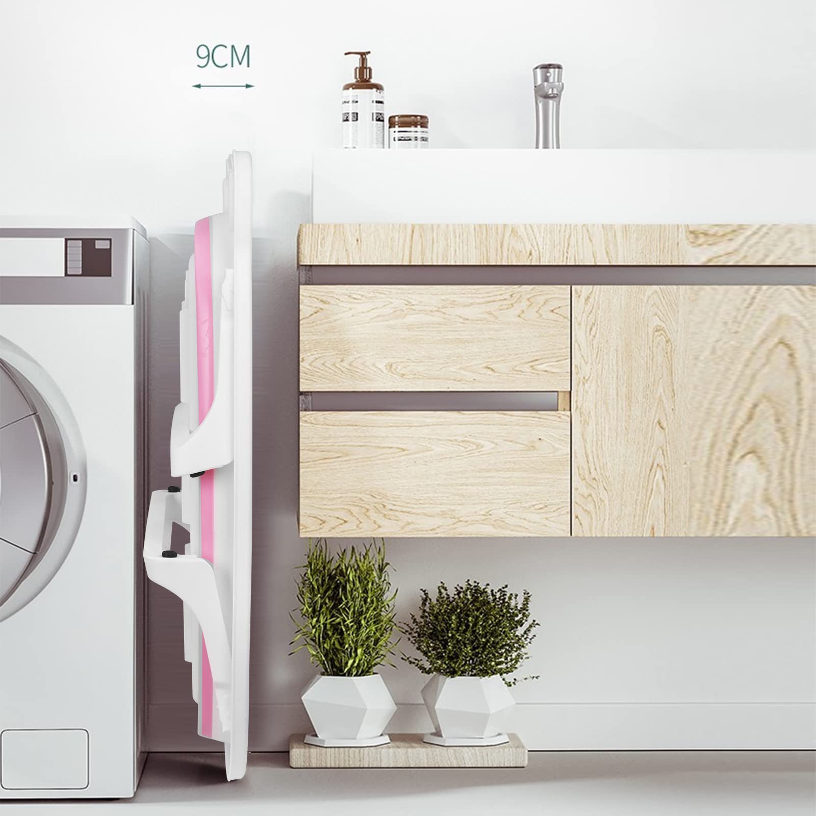 Bañera Plegable Multifuncional para Bebés y Niños Pequeños Con Termómetro, Cama de Baño y Juguetes, Antideslizante, 0-8 Años (Rosa)