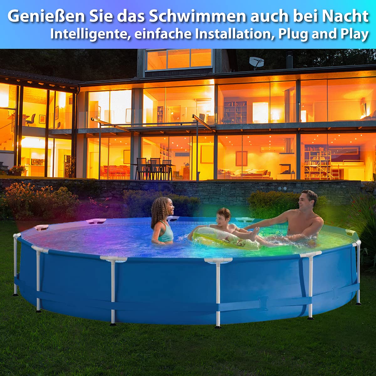 2er LED Poolbeleuchtung Unterwasser für Aufstellpool 20W RGB IP68 | Einhänge Poolscheinwerfer mit APP Funktioniert mit Alexa & Google Assistant Magnetisch Poollicht Stahlrahmen & Stahlwandpool