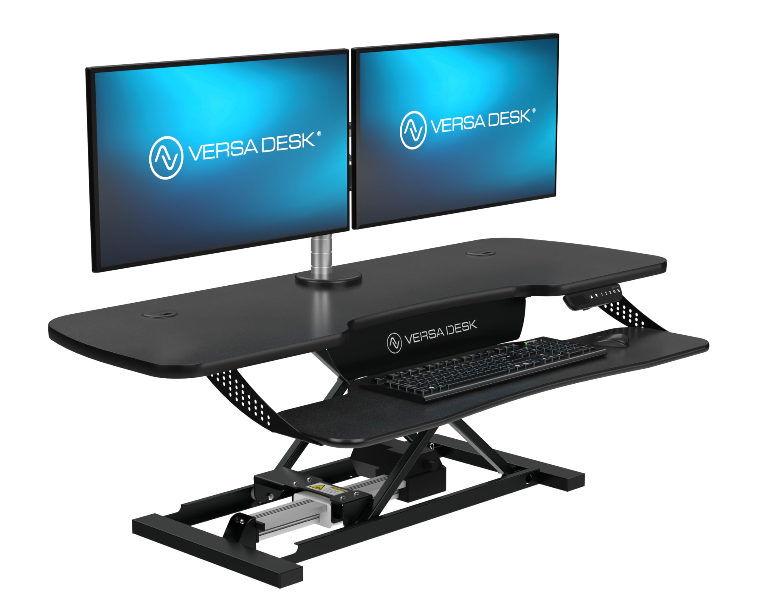 VERSADESK PowerPro Elite 48'' x 24'' Electric Sit-to-Stand Desk Converter w/Keyboard Tray for Home or Office | USB Charging Port | Supports Multiple Monitors | Lifts 80 lbs. - Black