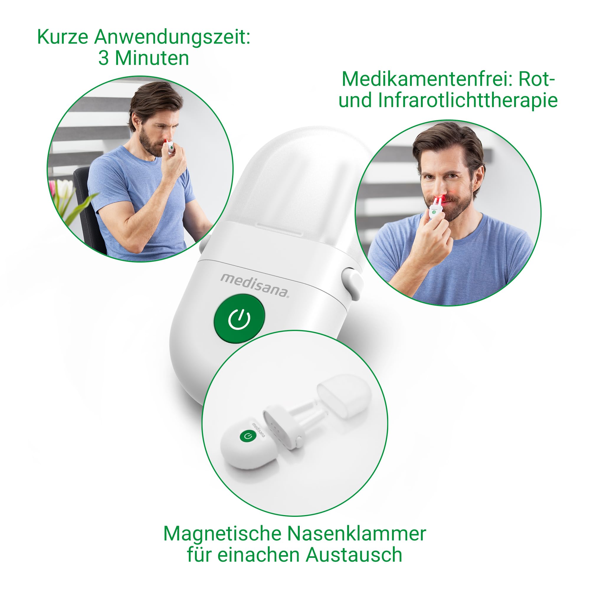 medisana Medinose Allergielinderungsgerät, Nasenlichttherapie gegen allergische Rhinitis, Schnupfen und Heuschnupfen
