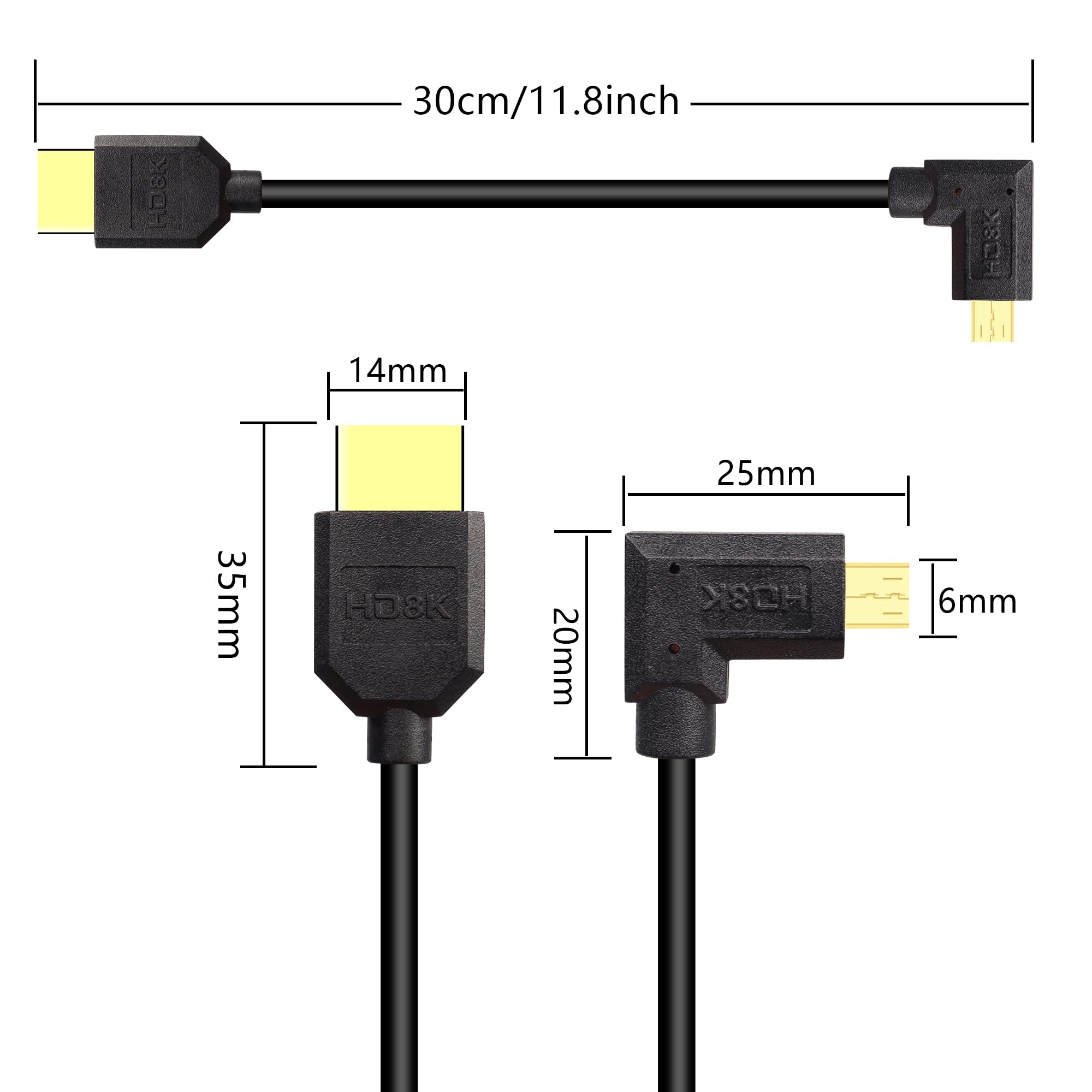 PNGKNYOCN Cavo HDMI 2.1 corto 8K, 1FT/0.3M Cavo HDMI ad altissima velocità 48Gbps Supporto 8K@60HZ, 4K@120HZ, HDR dinamico, eARC per TV PS5 VR Monitor RTX 3090 e altro