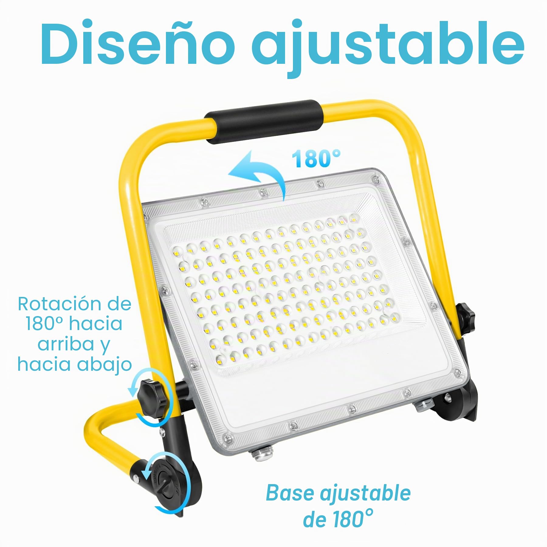 Foco de Trabajo LED 150W 15000LM 6500K Luz Blanca Fría IP66 Impermeable con Soporte Cable 2m – Obra, Reforma de Casa, Luz para Pladur