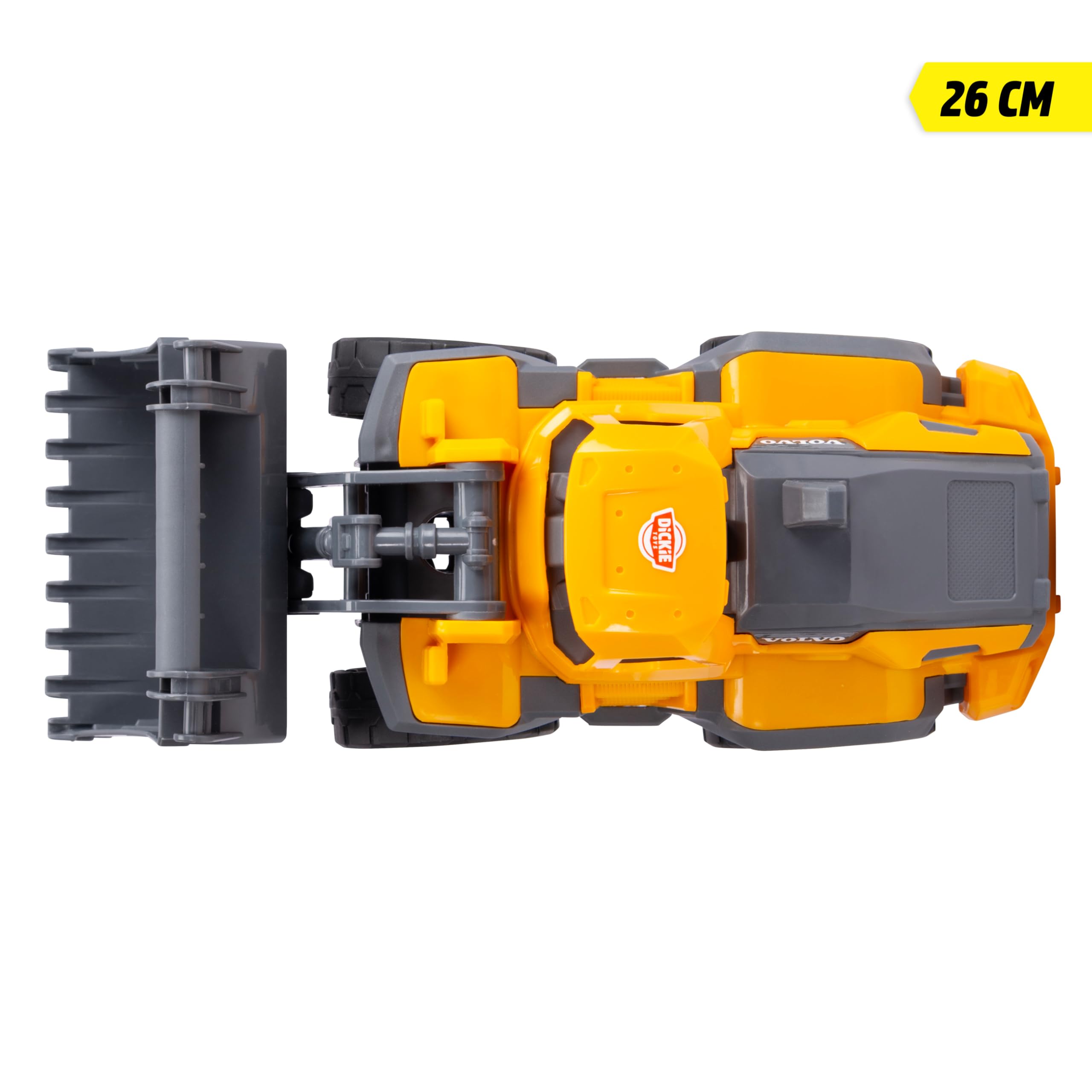 Dickie Toys - Volvo Tough Loader (26 cm) – koparka do zabawek dla dzieci od 3 lat z wolnym biegiem i ruchomą łopatą, nadaje się jako zabawka do piasku