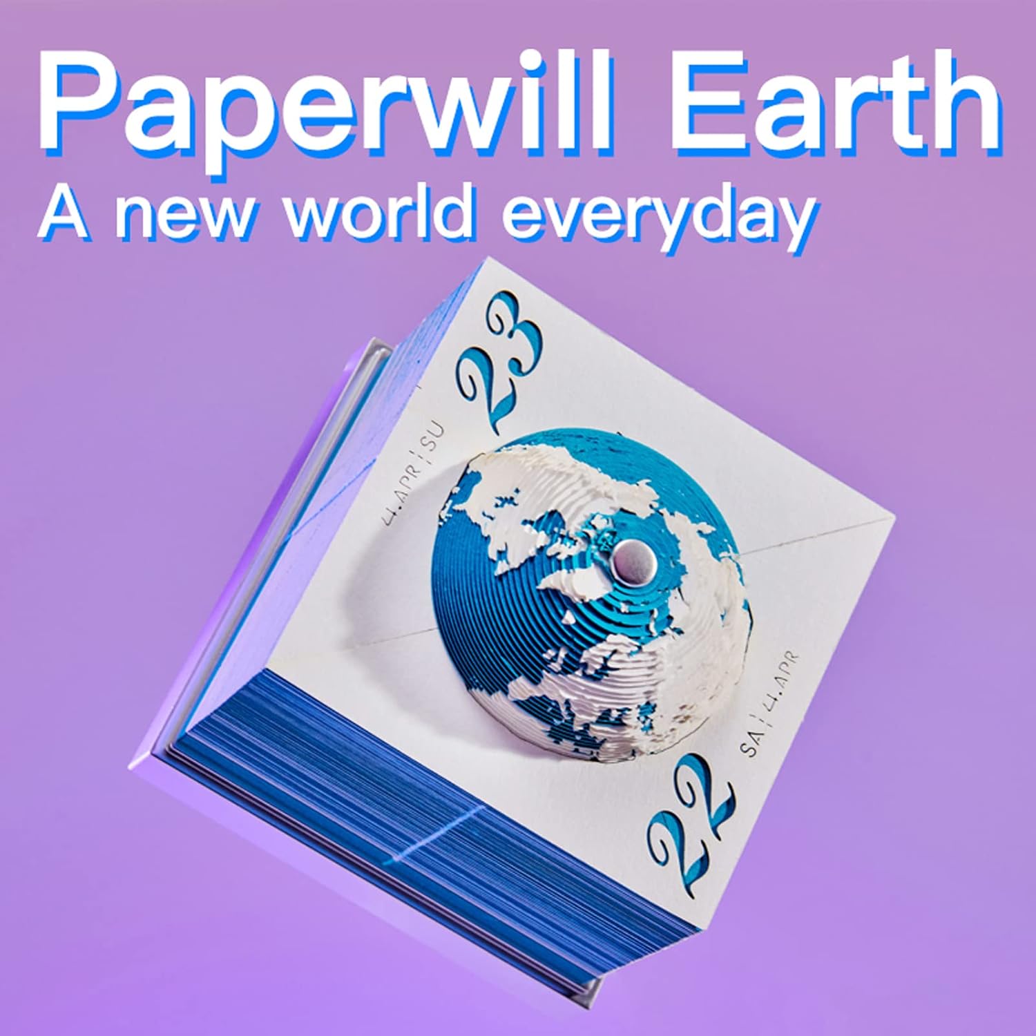 Sempoda 2023 Calendar Memo Pad, 2023 Art Earth Calendar, 3D Memo Pads Creative DIY Desk Calendar Notes, Stereo Earth Sculpture Model Ornaments for Home School Office Decor Christmas New Year Gift