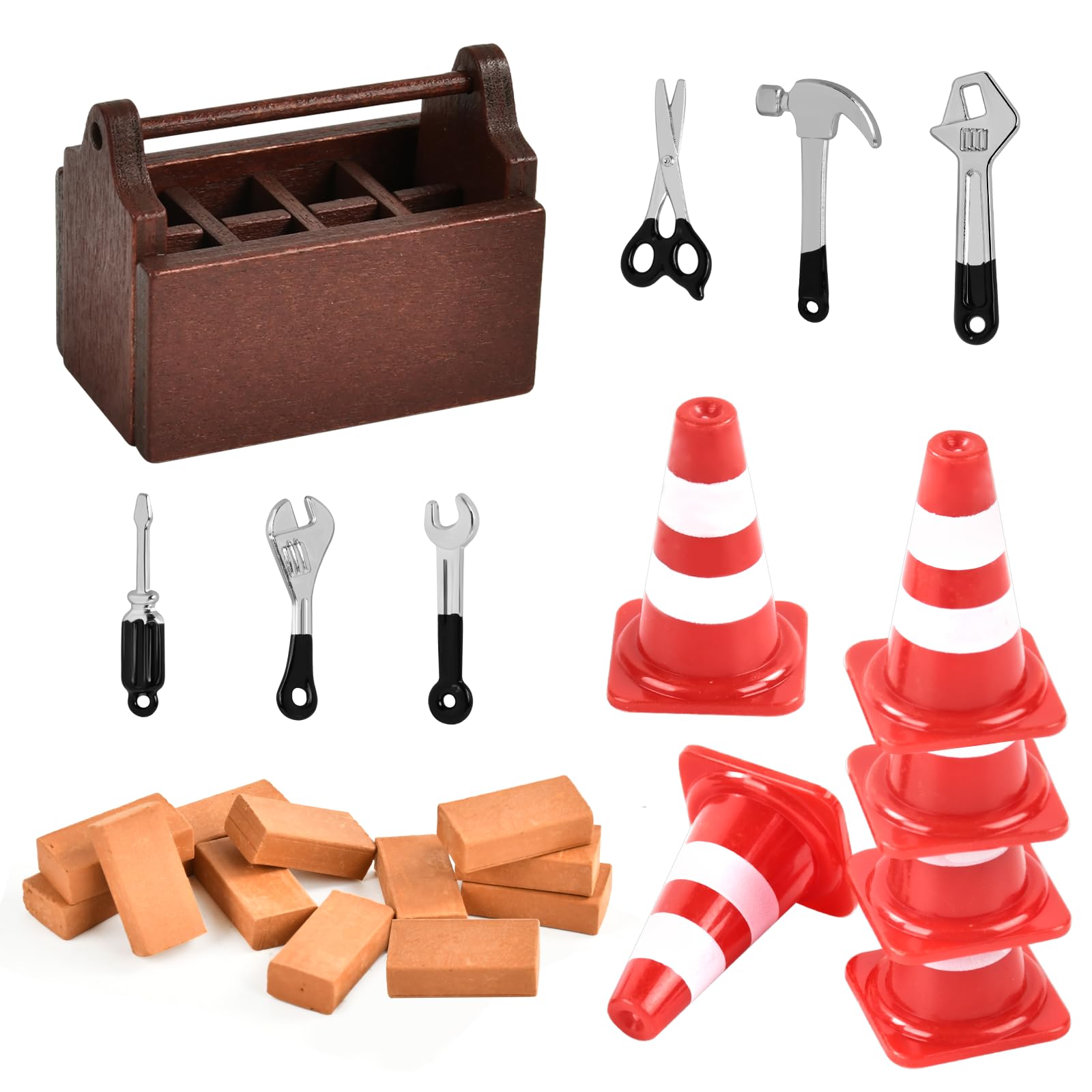 LQUYTA 62 Piezas De Barreras De Tráfico En Miniatura – Set De Accesorios Para Maquetas, Dioramas Y Proyectos Educativos