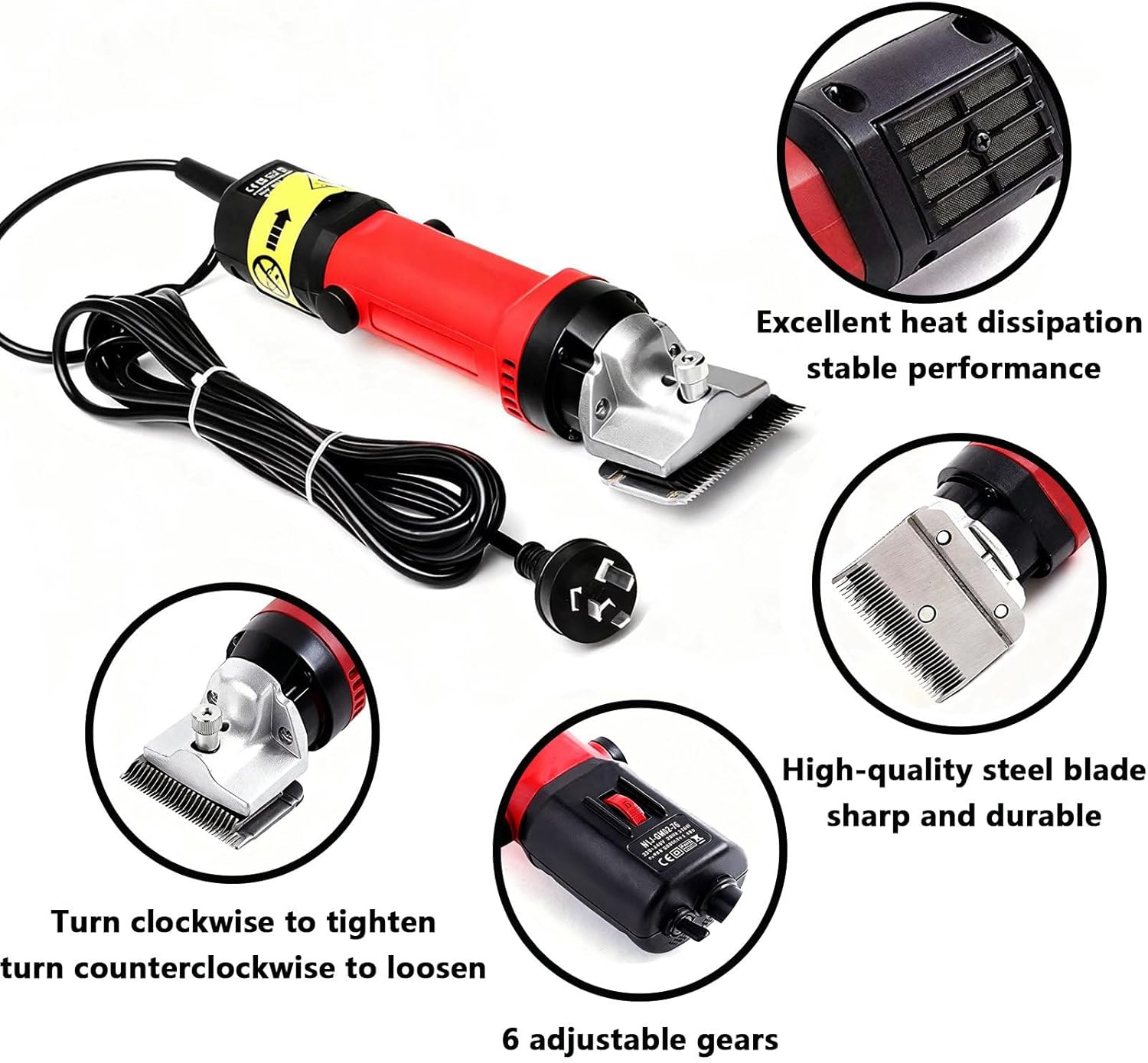 Professional 690W Horse Clippers 2400 RPM High-Speed Electric Trimmer with Detachable Sharp Blades for Thick Coats & Matted Hai