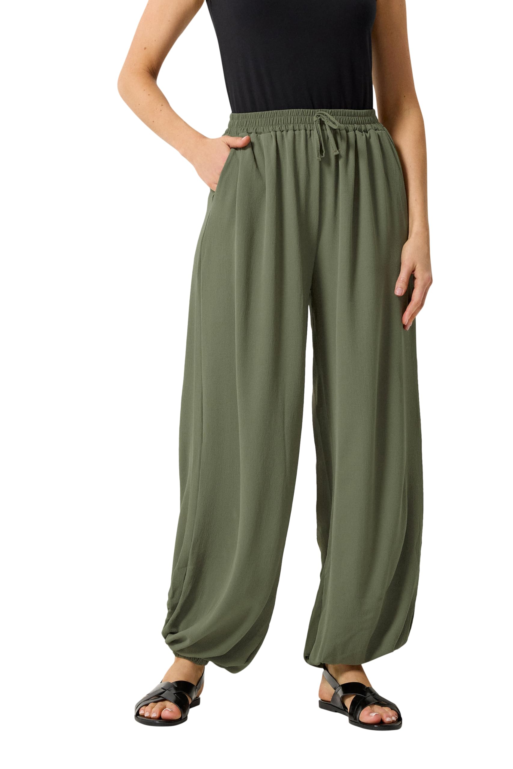Long Tall Sally Women's Khaki - Lts Tall Green Balloon Trousers