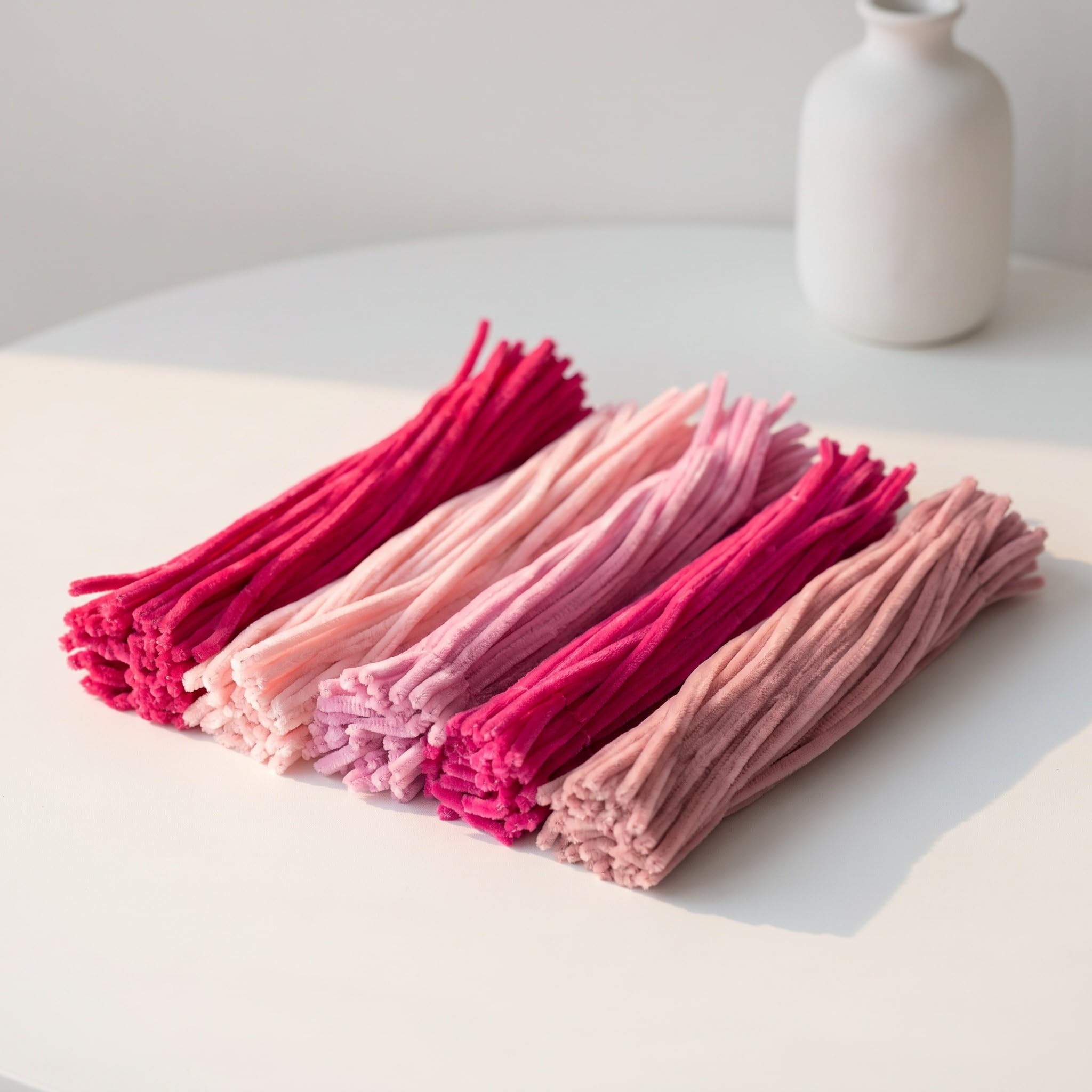Toddmomy 500 scovolini rosa soffici, steli in ciniglia flessibili e morbidi | Kit fai da te per la creazione di fiori, bastoncini morbidi da 30 cm per Halloween, Natale e altre festività.