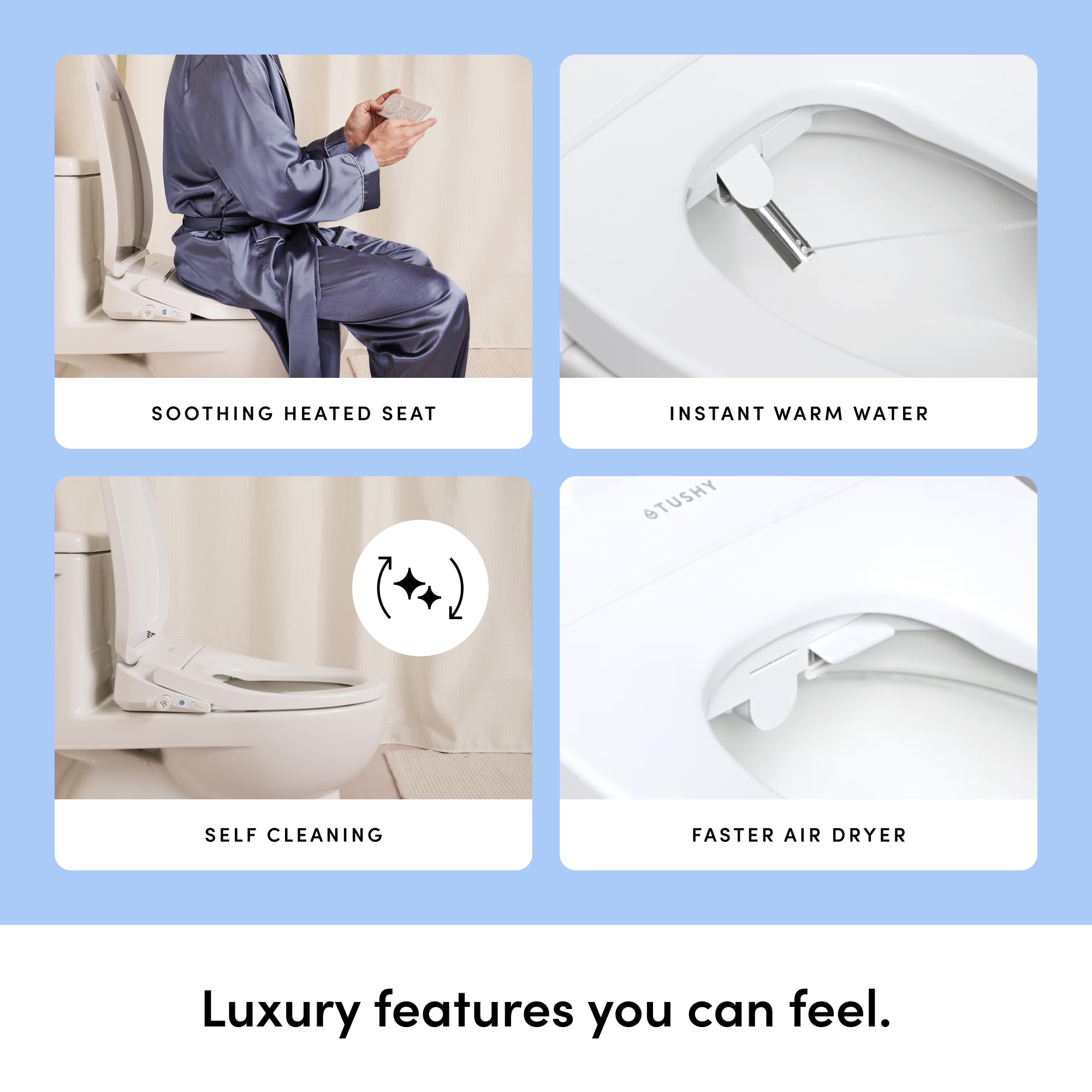 TUSHY Cloud Electronic Bidet Heated Toilet Seat Intelligent Remote w Personal Settings Instant Warm Water Heated Seat and — view 7