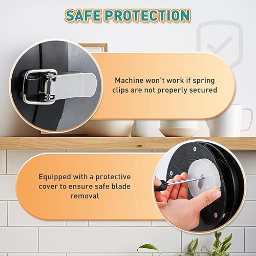 Miniatura 6 de Newhai Cortador de cebolleta comercial, cortador eléctrico de verduras para ajo, jengibre, chile, papa, pepino, 6000BPM, 200W, con 2 discos de hoja