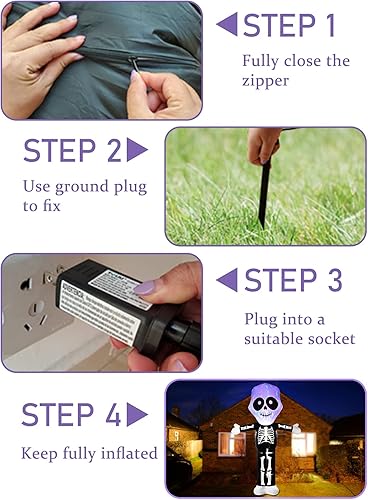 Miniatura 7 de TOROKOM Decoración inflable de Halloween de 8 pies con luz LED integrada para decoración de patio con luz LED integrada para el hogar, fiesta,