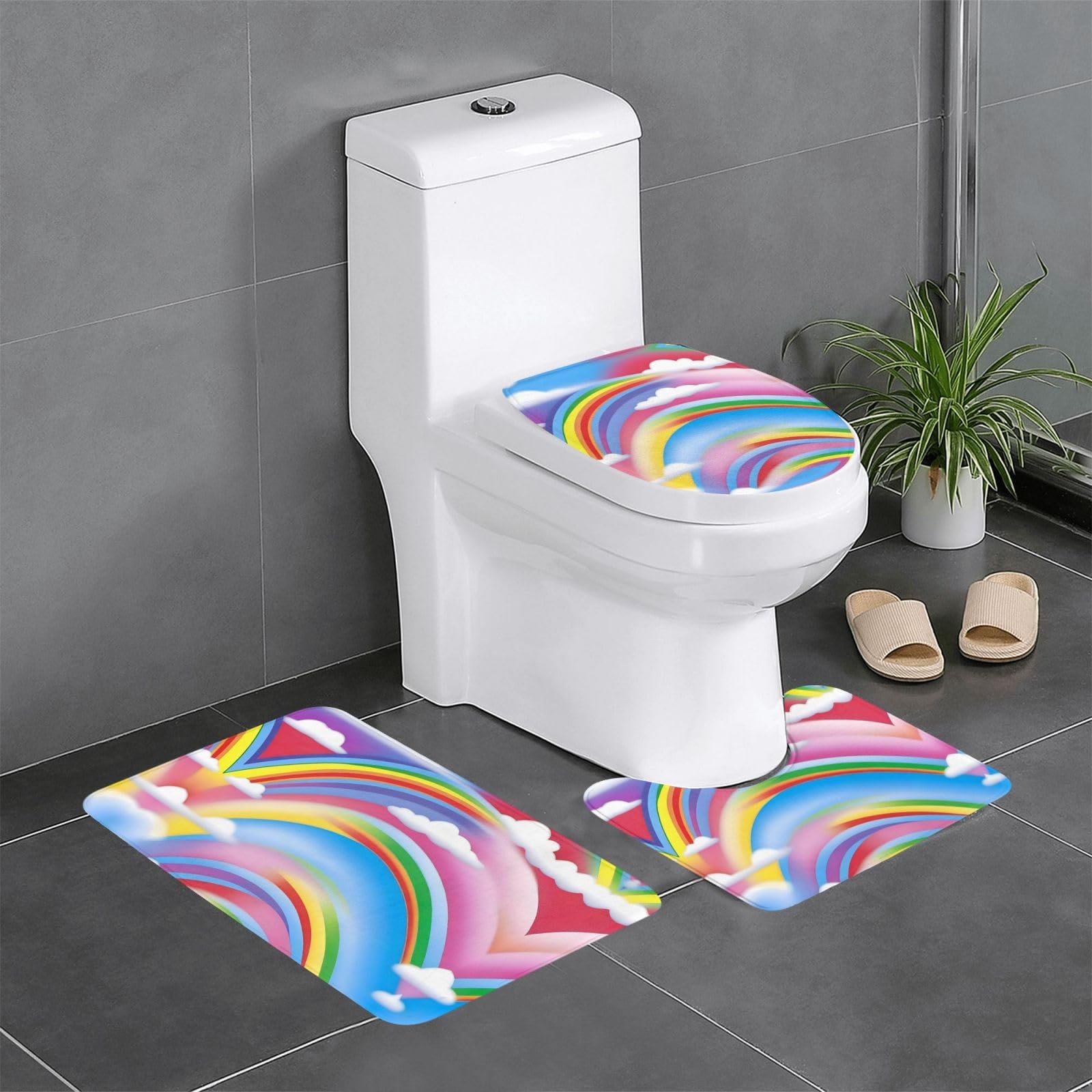 Tapis de bain arc-en-ciel pour transformer votre toilette et coiffeuse