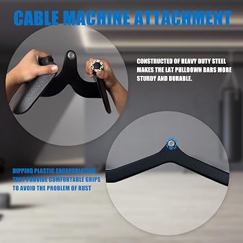 BLUSLM LAT Pulldown Attachments, LAT Bar Cable Machine Attachment,T-bar V-bar, LAT Pull Down Bars, Back Tricep Bar Strength Training Handle for Home Gym Fitness