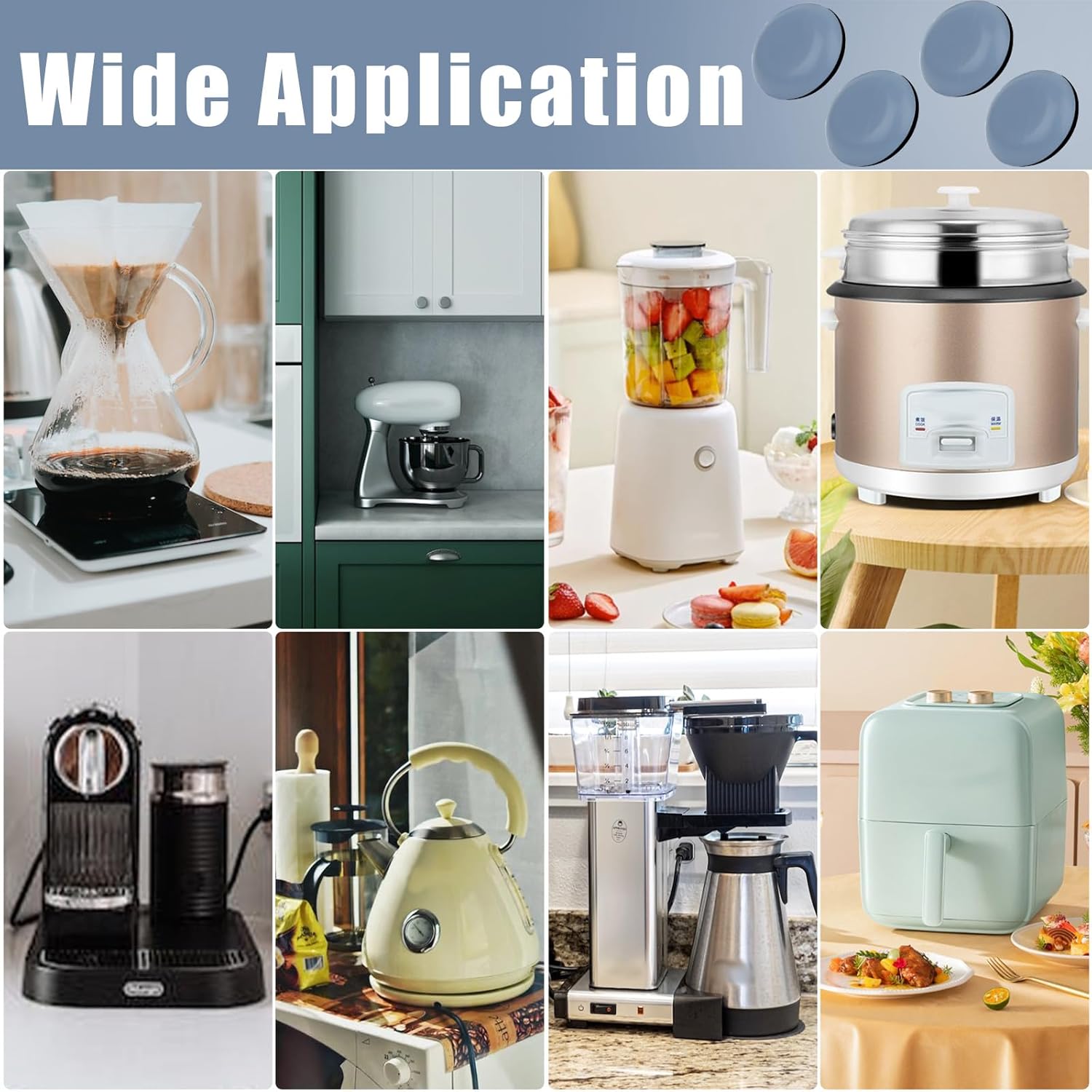 16pcs Kitchen Appliance Sliders, Self Adhesive Kitchen Appliance Sliders Furniture Sliders for Appliances Most Countertop Coffee Makers Air Fryers Pressure Cookers Deep Fryers(20mm)
