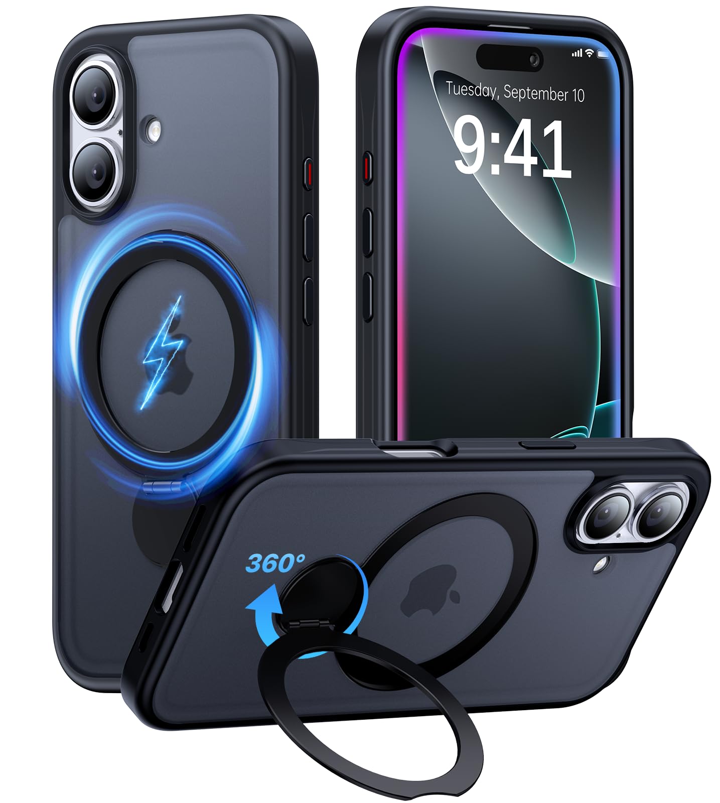 Aoyushan Upgraded 360° Rotatable Magnetic Stand for iPhone 16 Case, Compatible with MagSafe, 16FT Military Drop Protection, Chic Design case with